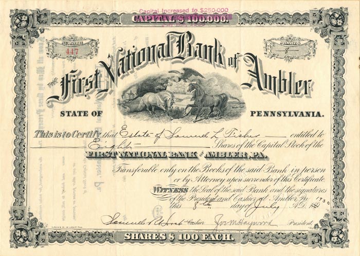 First National Bank of Ambler - Stock Certificate